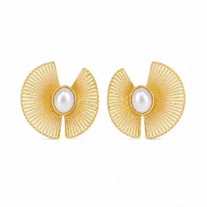 BR2301893 Brincos Prata Dourada e Pérolas