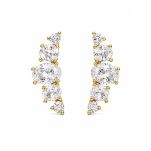 BR2306358 Brincos Prata Dourada com Zircónias