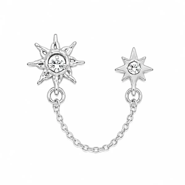 Brincos 2 Furos Sol e Estrela