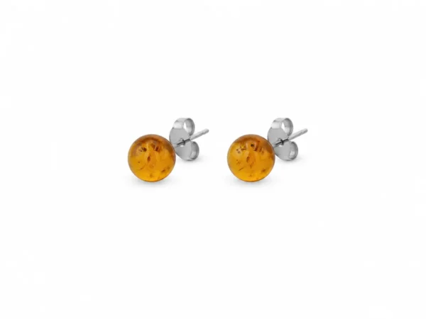BR24311110_2 Brincos Prata Bola âmbar Cognac 8 mm