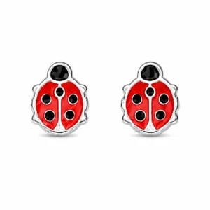 Brincos Prata Joaninhas com Esmalte