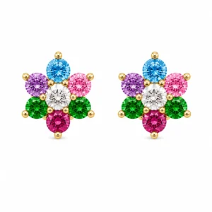 Brincos P. Dourada Flor Multicolor Gr Torn 5301881092