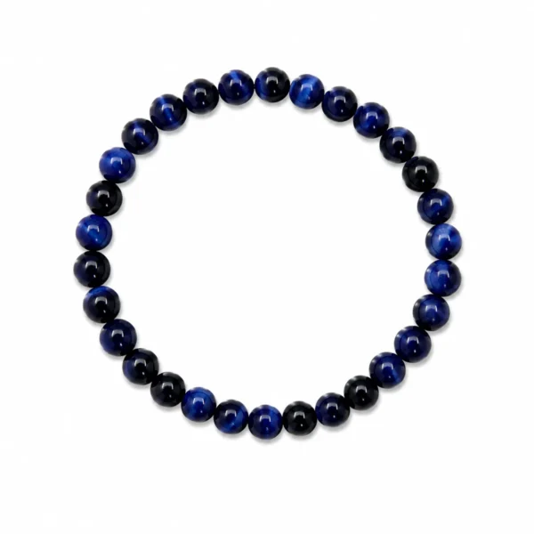 Pulseira Pedra Natural Olho Tigre Azul - CORAGEM RELAXAMENTO PROTEÇÃO