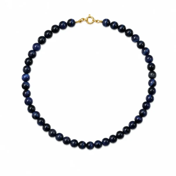 Pulseira Pedra Natural Olho Tigre Azul - CORAGEM RELAXAMENTO PROTEÇÃO
