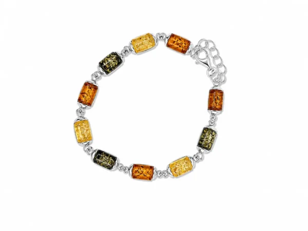 PE22258110 Pulseira Prata e Âmbar Tricolor