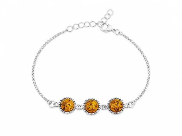 PE22260110 Pulseira Prata e Âmbar Cognac