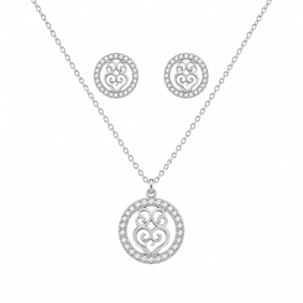 Conjunto Colar e Brincos Coração de Viana 5490880109