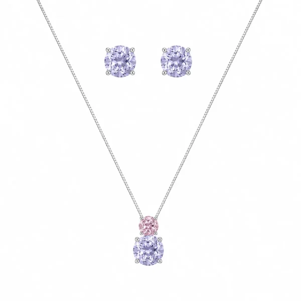 Conjunto Colar e Brincos Solitário Tons Verde