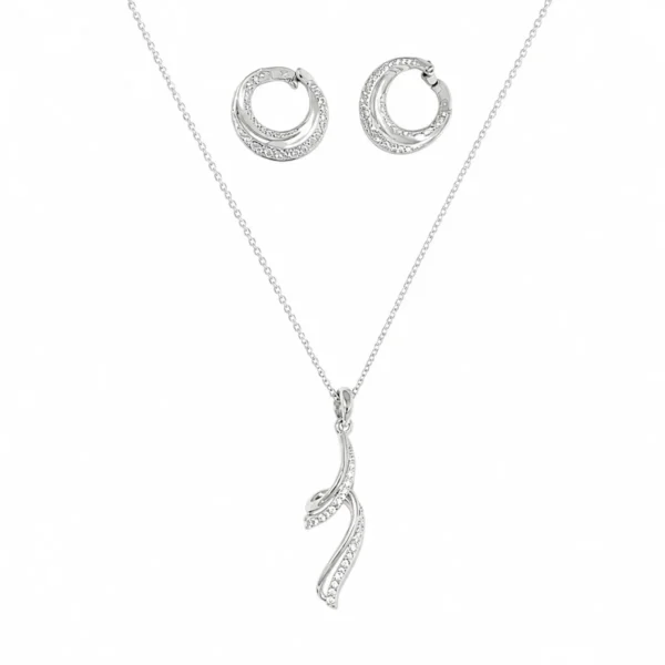 Conjunto Colar e Argolas com Zircónias