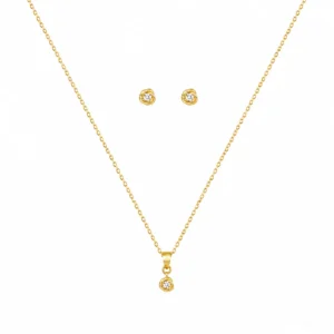 CJ2027451 Conjunto Prata Dourada Colar e Brincos Nós