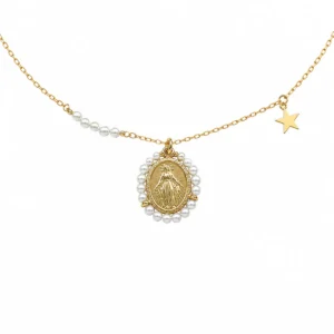 CL2120758 Colar Prata Dourada Nossa Senhora das Graças 19CLPE275D