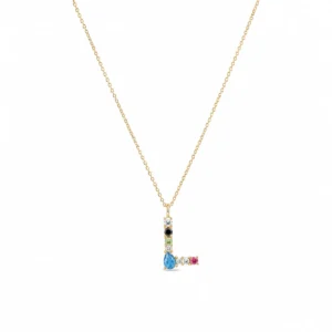 CL2152059 Colar Prata Dourada Inicial L P0604-L