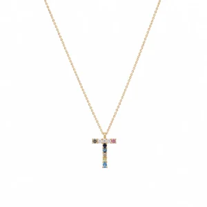 CL2152759 Colar Prata Dourada Inicial T P0604-T