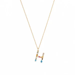 CL2155359 Colar Prata Dourada Inicial H P0604-H