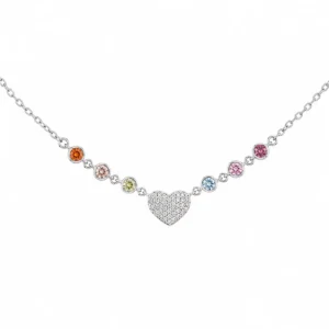 CL2211158 Colar Coração com Zircónias Coloridas 19CLZ1004