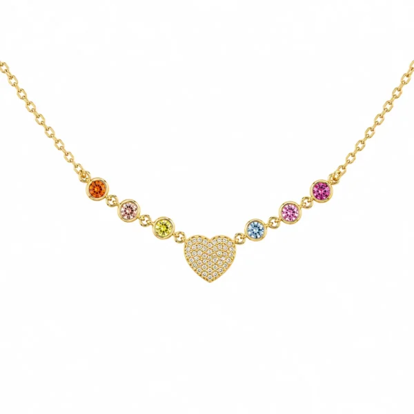 Colar Coração com Zircónias Coloridas 19CLZ1004