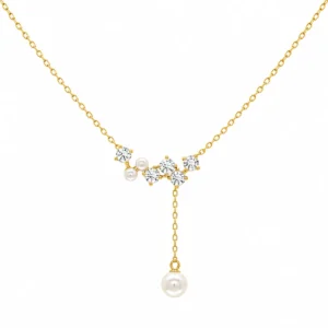 CL2273458 Colar Prata Dourada com Zircónias e Pérolas 19CLPP494D
