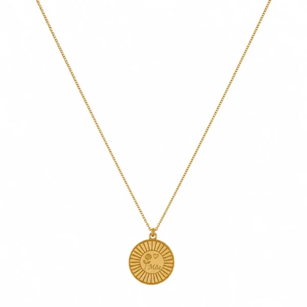 Colar Prata Dourada Mãe