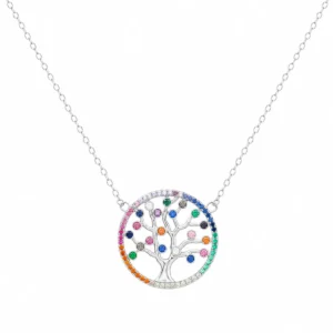 CL2283345 Colar Árvore da Vida Zircónias Coloridas A017523/COR
