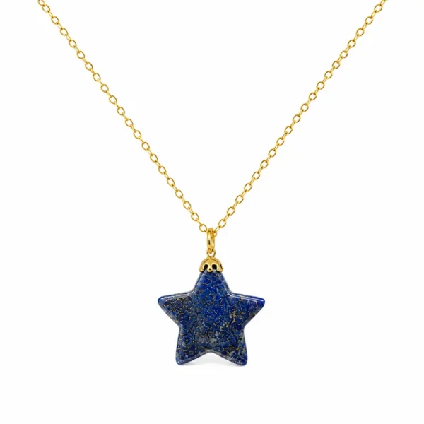 CL2285845 Colar Prata Dourada Estrela Lápis Lazuli - SABEDORIA CONHECIMENTO CONSCIÊNCIA