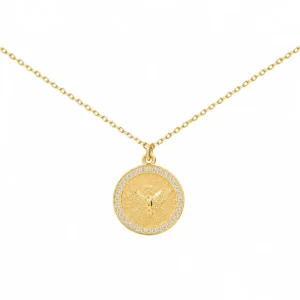 CL23657143 Colar Prata Dourada Pombinha Espírito Santo COP1017-01