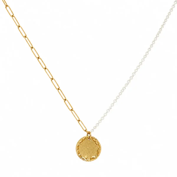 Colar Prata Dourada Medalha Irregular Personalizável