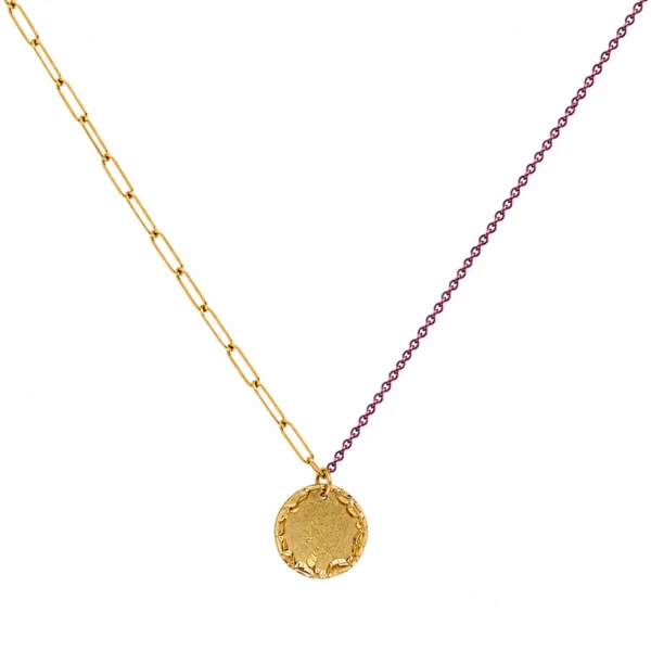 Colar Prata Dourada Medalha Irregular Personalizável