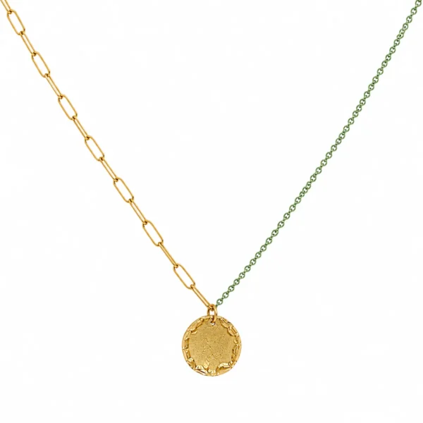 Colar Prata Dourada Medalha Irregular Personalizável