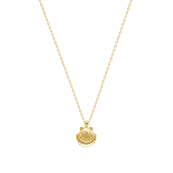 Colar Prata Dourada Concha PF3359D