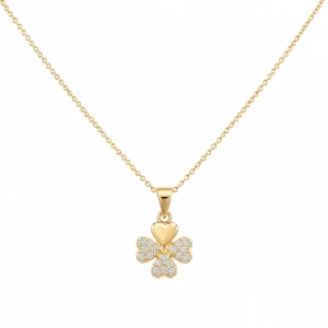 CL2379393-2_2 Colar Prata Dourada Trevo VO22123D