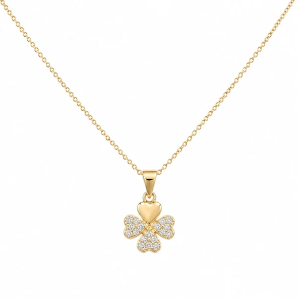Colar Prata Dourada Trevo VO22123D
