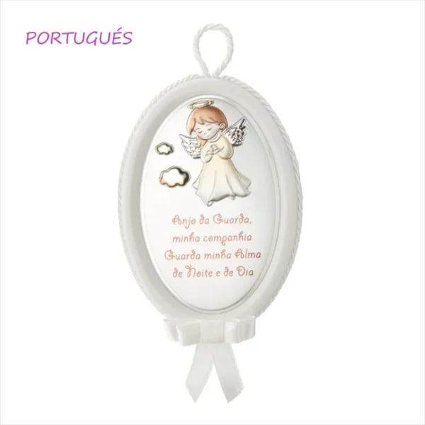Medalha de Berço Oval Anjo da Guarda com Música EV5104/06PB