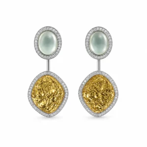 BR0018248 Brincos Gümüs Prata e Ouro Amazonite e Zircónias