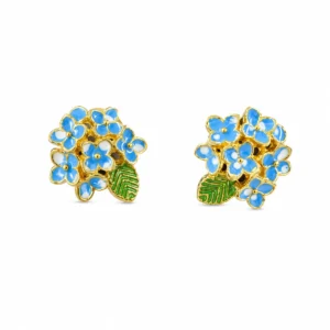 BR2453159 Brincos Prata Dourada Hortênsias Azul
