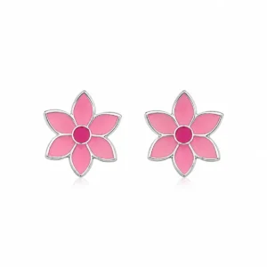 BR2462291 Brincos Criança Flor com Esmalte Rosa