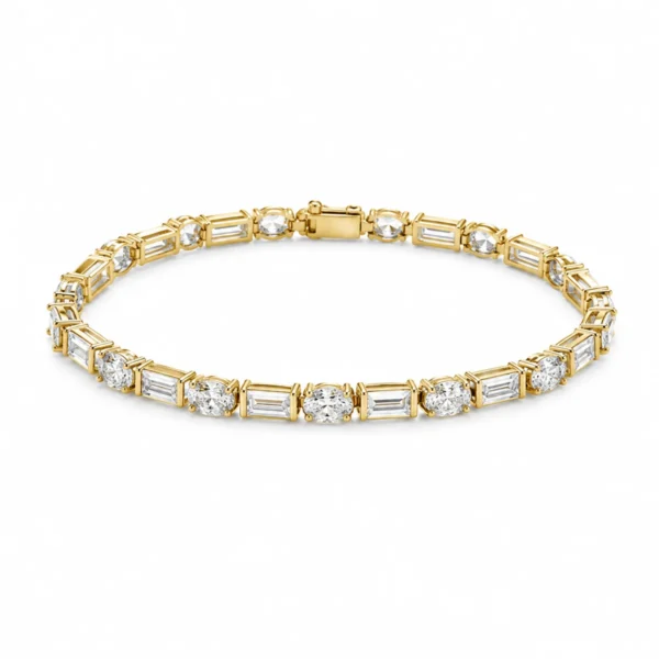 Pulseira Prata Dourada Riviera 19PUZ0448D